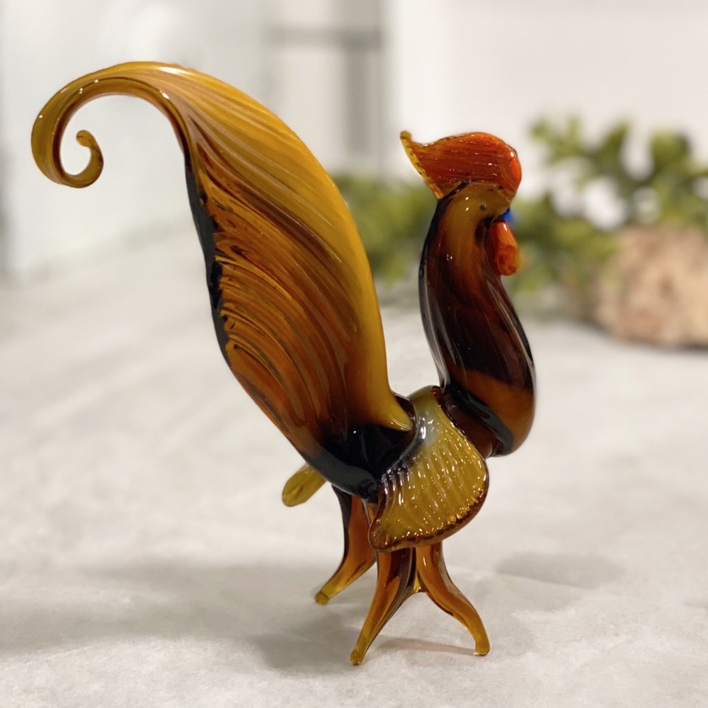 Vintage Murano Hand Blown Glass Rooster Art Figurine